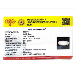 พลอยมูนสโตนสีรุ้งธรรมชาติทรงหกเหลี่ยม (8.45 กะรัต)-ขัดเงาและสีขาว - Product Image 4