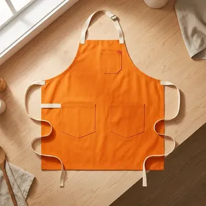 Delantal sin Mangas de Lona Amarilla con Bolsillos, Resistente al Agua, Ecológico, Lavable a Máquina, para Cocinar, Uso Diario, Tejido de Lona - Product Image 4