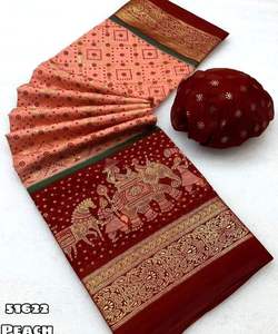 Saree en mousseline de soie à bas prix pour filles avec travail imprimé fantaisie et look élégant pour mariage et fête - Product Image 4