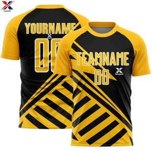 Maillot de football personnalisé avec nom et numéros d'équipe, 100% polyester, respirant, impression par transfert thermique, antibactérien, séchage rapide, manches courtes - Product Image 4