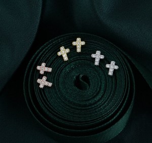 925 <b>Sterling</b> <b>Silver</b> Minimalist Tiny Little Cross <b>Studs</b> Earrings with CZ Crystals Cute Diamond Jewelry Christmas Gifts For Women - Product Image 6