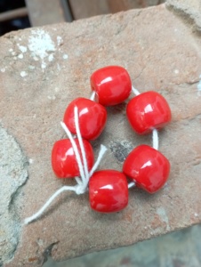 custom made red <b>coloured</b> round <b>shaped</b> glass beads in custom made colors for resale by bead stores - Product Image 3