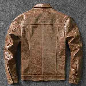 Chaqueta bomber de piel de vaca auténtica para hombre, impermeable, transpirable, Anti-Uv, cuello mandarín, forro de algodón, chaqueta de bombardero para moto y motorista para invierno - Product Image 5