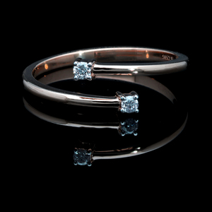 แหวนบายพาสทอง14K พร้อม0.08CTW กลมเพชรตัดสดใสการตั้งค่าสี่ง่ามแบบคลาสสิกทุกวัน - Product Image 3