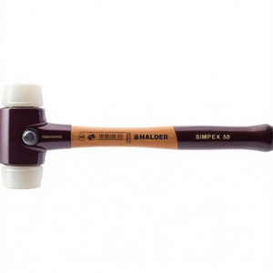 Marteau en nylon blanc pour bois dur, 405 mm de long, tête de 60 mm de diamètre, à face souple, SIMPLEX par HALDER - Product Image 3