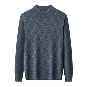 Pull en laine standard pour homme 2025, col semi-haut, couche de base thermique, personnalisable à l'avant, pour l'automne, pour les hommes d'âge moyen - Product Image 1