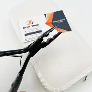 Custom Logo Black Plasma 2-Hole Hair Extension Plier with Glitter <b>Grip</b> Handle Reusable Styling Tool - Product Image 2