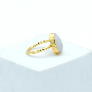 แหวนลูกแพร์ลายมูนสโตนชุบทอง18K สำหรับผู้หญิงของขวัญงานแต่งงานและปาร์ตี้จากผู้จำหน่ายอินเดีย - Product Image 3