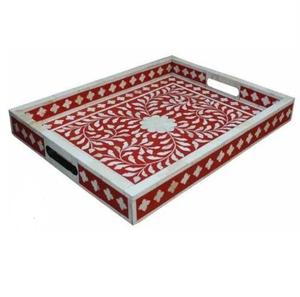 Bandeja de Servicio de Madera de Alta Calidad con Diseño Único de Incrustaciones de Hueso para Servir Alimentos, Café y Té - Product Image 5