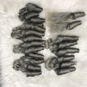 Extensiones de cabello rizado de Primavera de color gris personalizado: más de 44 colores y estilos, gran stock de 100% cabello crudo, virgen vietnamita - Product Image 2