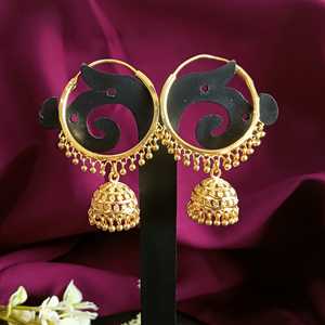 Pendientes indios Efulgenz para mujer, pendientes de aro Jhumka Jhumki, borla, estilo Dubái, cuentas de Metal en tono dorado, juego de pendientes - Product Image 2