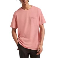 T-shirt en jersey de coton à col en V et manches courtes pour homme, coupe classique, couleur personnalisable, style hip-hop, couleur unie, avec poche poitrine