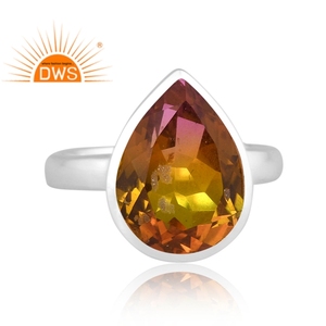 Bague empilable personnalisée en argent sterling fin avec doublet de tourmaline bio-pétro et quartz, fabricant de bijoux sur mesure - Product Image 3