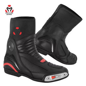 Bottes de course de moto en cuir, chaussures de piste avec soutien renforcé de la cheville, semelle antidérapante pour les pilotes professionnels - Product Image 1