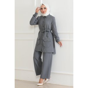 Ensemble décontracté mi-longue avec détails boutonnés, couleur beige 19223 - Product Image 6