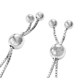 Base de Pulsera Bolo Deslizante de Plata de Ley 92.5 con Cadena de Caja de 1.1mm - Bañada en Oro, Ajustable de 4 a 8 Pulgadas, con Cierre Deslizante - Product Image 5