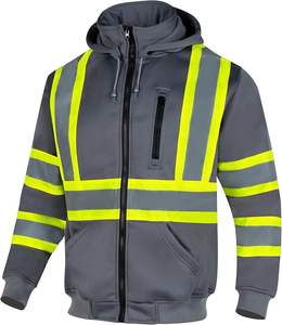 Sudadera CON CAPUCHA DE SEGURIDAD reflectante con cremallera frontal y múltiples bolsillos de alta visibilidad personalizada de invierno de poliéster 100% al por mayor - Product Image 1