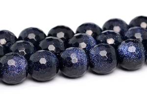 Cuentas redondas de corte de fútbol de piedra solar azul natural y lote de piedras preciosas de 8 mm para hebra de fabricación de joyas - Product Image 2