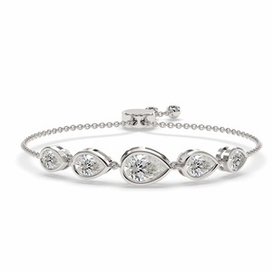 Aligned Pear Five Stone Lab Grown Diamond Fashion Bracelet 2 Ct Tw F-G Color VS Clarity 5 Diamonds 14K <b>Solid</b> <b>Gold</b> Row Motion - Product Image 1