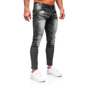 กางเกงยีนส์ผู้ชายสีทึบดีไซน์โลโก้ออกแบบได้ตามต้องการ - Product Image 3