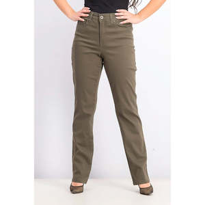 Jeans in denim verde da donna Style & Co, taglia 16, traspiranti, a gamba dritta, con controllo pancia e decorazione semplice con bottoni alla moda - Product Image 1