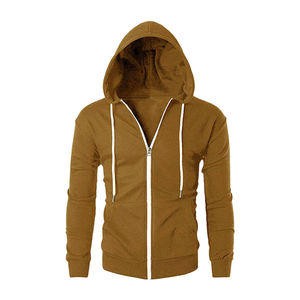 Sweat à capuche décontracté en coton doux avec logo minimal Sweat à capuche mélangé en coton brossé pour hommes Sweats à capuche pour hommes avec fermeture éclair - Product Image 3