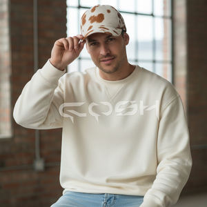 Gorra de béisbol unisex de cuero con pelo de vaca marrón y blanco - Product Image 3