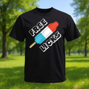 T-shirt con grafica Free Licks Popsicle, nera, per adulti, unisex, manica corta, girocollo - Product Image 3