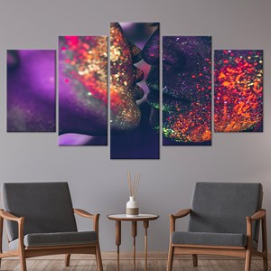Arte Erótico en Vidrio Templado: Decoración en Lienzo con Impresión de Beso Sensual, Juego de 5 Lienzos Variados - Product Image 1