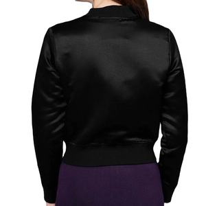 Personalizada de alta calidad de calidad superior de las mujeres mancha chaqueta más bloque de color Zip up satén bombardero Varsity chaqueta de las mujeres chaquetas de satén - Product Image 2