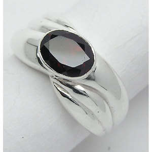 Natural Garnet Gemstone <b>Ring</b> for Women 925 <b>Sterling</b> <b>Silver</b> <b>Adjustable</b> Oval Cut Bezel Setting Gift From Shah Gems - Product Image 1