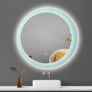 China Supplier Modern Colorful Acrylic Frame Led Mirrors Home Hotel Decor Bath Mirror With Led Lights