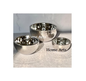 Bol de nourriture en acier inoxydable martelé bol de service de nourriture de forme ronde de qualité supérieure pour le fournisseur en gros - Product Image 2