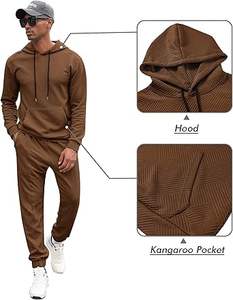 Chándal de lana de algodón para hombre, sudadera Jacquard, chándal, trajes con capucha y pantalones de chándal informales, conjunto de chándal - Product Image 2