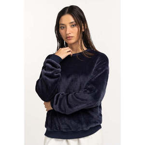 110 APPARELS Sweat-shirt décontracté à manches longues pour femme, bleu marine, en coton respirant, tricoté, écologique, vintage, doux - Product Image 2