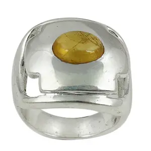 925 Silver Citrine Gemstone <b>Ring</b> <b>for</b> <b>Women</b> Gold Plated <b>Statement</b> Jewelry - Product Image 2
