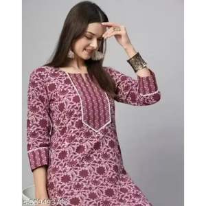 Wholesale Women Newly Designed Printed Cotton Kurti Set Designer Ethnic Wear Stylish Casual Daily and Party Wear Collection - Product Image 1