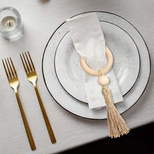 Porte-serviettes en perles de bois porte-serviettes de noël pour Table de cuisine article décoratif perles de bois porte-serviettes - Product Image 5