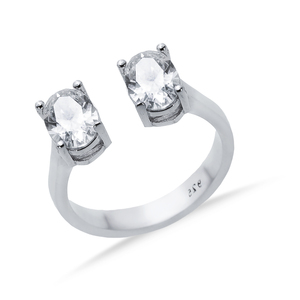 Bague ajustable en zircon blanc de forme ovale, tendance, artisanale turque, en argent sterling 925, bijoux de mariage luxueux - Product Image 3