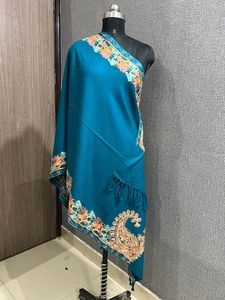 Embroidered Pure Woolen Kashmiri Mufflers Stoles Mufflers Decorated With Long Woolen Laces and Handicraft Product from India - Product Image 6