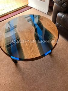 Table basse en résine au design contemporain Live Edge River Table d'appoint en bois massif durable avec cadre en bois pour bureau à domicile - Product Image 2