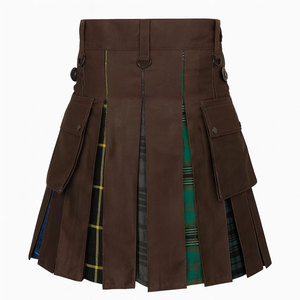 Kilt utilitaire hybride pour homme – Coton marron avec plis multi-tartan 2026 - Product Image 4