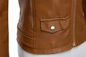 Chaqueta de cuero para mujer de estilo americano Detalle de botones Otoño/Invierno Transpirable Ecológico - Product Image 5