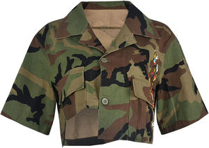 แจ็กเก็ตผ้ายีนส์ของผู้หญิงสำหรับฤดูหนาวออกแบบลายดอกไม้ปักด้วยกระดุมตกแต่งถักกระบวนการกำหนดเองโลโก้ได้ - Product Image 3