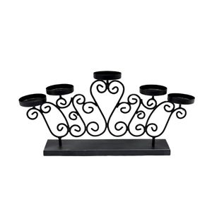 Bougeoir en métal fantaisie de Noël noir enduit de poudre bougeoirs décoratifs pour table à manger de mariage centres de table pour la maison - Product Image 1