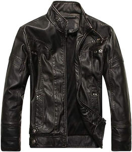 Veste coupe-vent en cuir pour hommes Veste en cuir respirante pour hommes Automne Hiver Veste en cuir classique pour hommes - Product Image 5