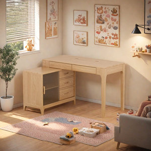 L-Shaped Solid Wood <b>Computer</b> <b>Desk</b> with Glass Top Executive <b>Home</b> <b>Office</b> <b>Desk</b> DESK2-0072 - Product Image 1