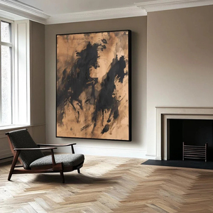 Minimalist Landscape Oil Painting <b>Canvas</b> Art Mountain Scene Wall Decor With Wood <b>Frame</b> Indoor Hand Made Original - Product Image 1