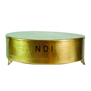 Soporte de pastel de Metal de aluminio con acabado antiguo dorado para diseño martillado hecho a mano soporte de servidor de pastel de fiesta de Evento de boda - Product Image 1