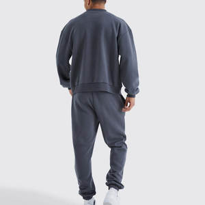 Chándales en relieve de dos piezas para hombre, moda informal de Color sólido, chándales de algodón de talla grande para hombre de diseño personalizado - Product Image 2